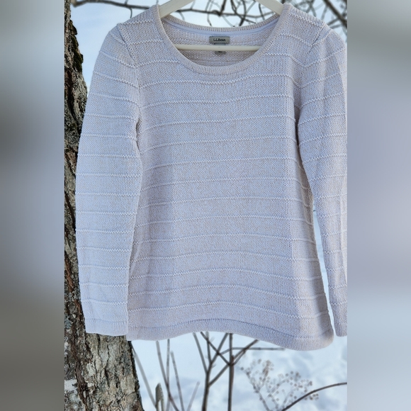 L.L Bean Oatmeal Cotton Sweater sz M - Picture 2 of 10